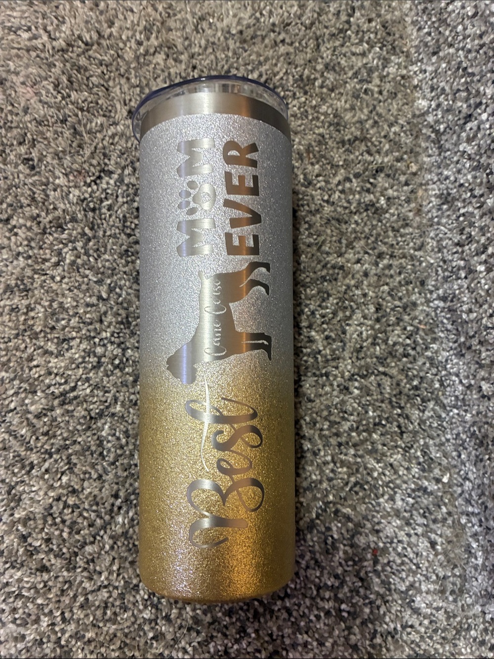 EUC Glitter Ombre 'Best cane Corso Mom Ever' Stainless Steel Tumbler. Glitter